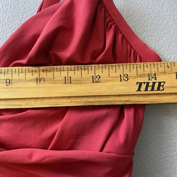 Jantzen Classics Swimsuit Ruched One Piece Adjustable Straps Slimming Sz 14 Red - Picture 8 of 10